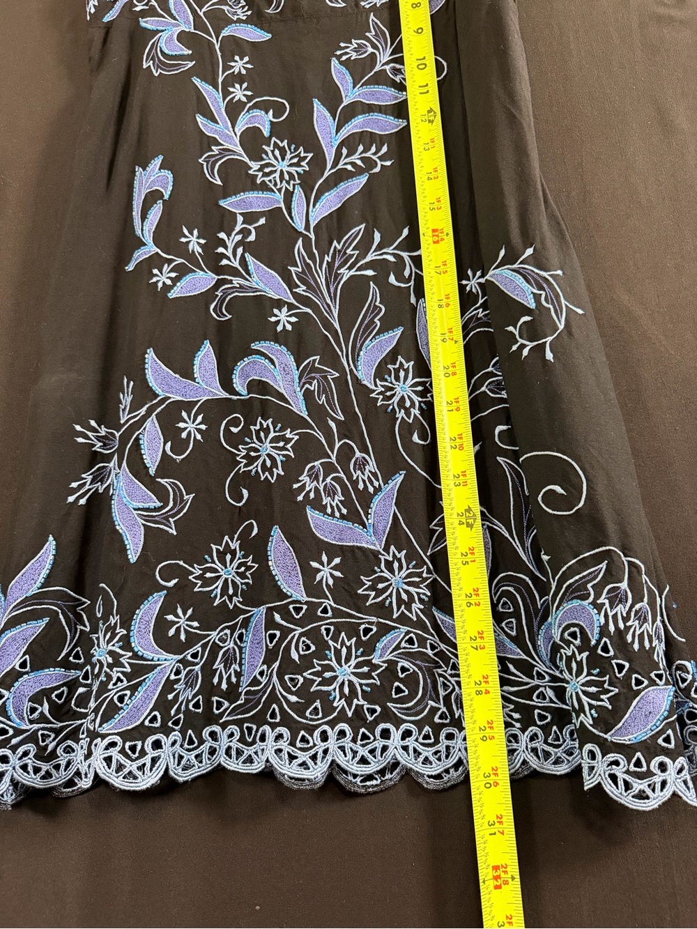 Serendipity VTG Y2K 90’s dress Black Maxi Blue Bell Floral Embroidery Beaded - Picture 16 of 16